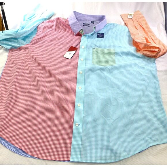 Izod Other - NWT Izod Colorblock Gingham Button Down Shirt Preppy Casual Summer Mens 4XL
